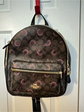 BRAND NEW Coach Signature Mini Backpack in Brown with Purple Accent